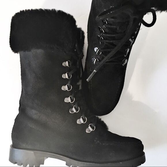 Lauren Ralph Lauren Shearling Cuffed Combat Boots - Picture 13 of 13